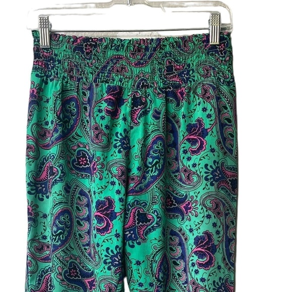 Aerie Lounge Pajama Pants Small Satin Boho Elastic Waist Printed Colorful Hippie - Picture 4 of 9